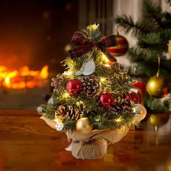 Искусственная Рождественская елка, Маленькая Рождественская, Миниатюрная Миниатюрная елка красный