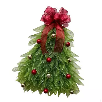 Искусственная рождественская гирлянда для входной двери, рождественский венок на елку, домашний декор With Red Bow