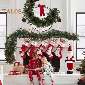 Искусственная рождественская гирлянда, искусственная гирлянда из зелени с шишкой и ягодами для праздничного декора каминной полки, окон, лестниц 1.8M