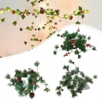 Искусственная рождественская гирлянда, световая гирлянда, принадлежности для праздника