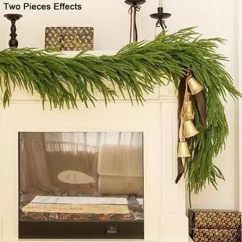 Искусственная рождественская гирлянда — винтажный дизайн с сосной и падубом, долговечная зелень для праздников, свадеб и сезонного декора | Идеально подходит для использования в помещении и на открытом воздухе 1 pcs rattan