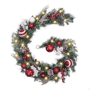 Искусственная рождественская гирлянда, зелень, украшение, Рождество для улицы, дома, зимы 1.8M