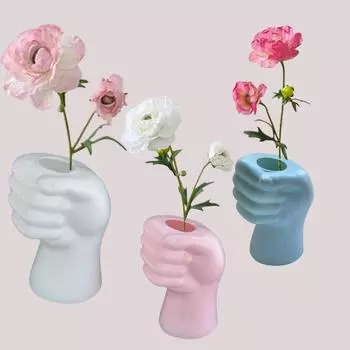 Искусственная рука, держащая цветок, пластиковая ваза, скандинавские вазы, сухие и влажные цветы, цветочные композиции, контейнеры, декоративная имитация глазури, устойчивая к падению белый