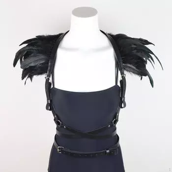 Искусственная шаль из перьев в стиле панк для женщин, готический костюм для косплея, шоу-шары