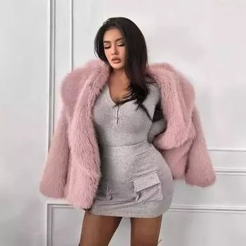 Искусственная шуба женская осенне-зимняя плюшевая шуба сексуальная лисья шуба S абрикосовый