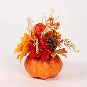 Искусственная тыква, украшение на праздник урожая, осенние украшения с ягодами, подсолнухом, шишкой, День благодарения оранжевый
