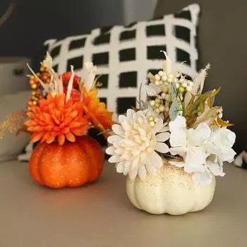 Искусственная тыква, украшение на праздник урожая, осенние украшения с ягодами, подсолнухом, шишкой, День благодарения оранжевый