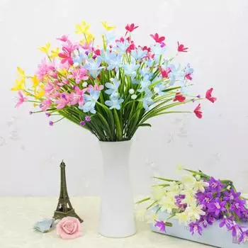 Искусственная ветка цветка орхидеи со стеблем 7 вилок для дома, свадьбы, вечеринки, искусственный нарцисс, цветочная композиция в помещении красный