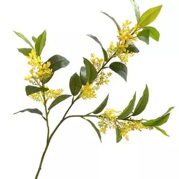 Искусственная ветка дерева Osmanthus Fragrans Маленький желтый цветок Зеленый лист Реалистичный Неувядающий без полива Реквизит для фотографий Домашний офис Секс-одежда для взрослых