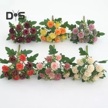 Искусственная ветка гвоздики со стеблем 10 головок, реалистичная многоразовая домашняя свадебная вечеринка, искусственный цветок, цветочное украшение, реквизит для фото оранжевый/жёлтый