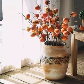 Искусственная ветка хурмы, длина 85 см, шелковый цветок, мягкая мебель для дома, цветочная композиция, настенная подвесная корзина, настольный дисплей Length 85cm жёлтый