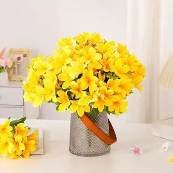 Искусственная ветка лилии со стеблем 5 вилок 10 головок для дома, свадьбы, вечеринки, искусственный цветок с цветочным принтом красный