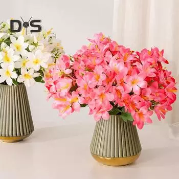 Искусственная ветка лилии со стеблем 5 вилок 10 головок для дома, свадьбы, вечеринки, искусственный цветок, цветочная композиция, украшение для дома и улицы, реквизит для фото красный