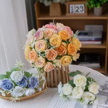 Искусственная ветка пиона с зелеными листьями, стебель, реалистичное многоразовое искусственное цветочное растение, украшение для дома, реквизит для свадебной вечеринки шампанского