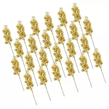 Искусственная ветка ягоды, центральная часть для рождественского творчества Gold