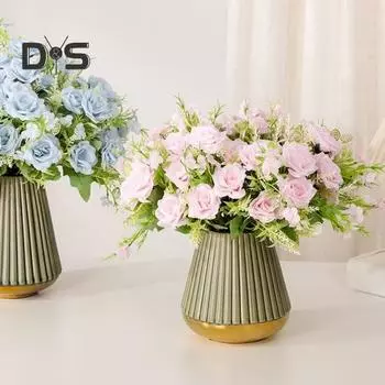 Искусственная ветка розы со стеблем 5 вилок 5 головок для дома, свадьбы, вечеринки, цветок из искусственного шелка, цветочная композиция, украшение для сада на открытом воздухе, реквизит для фотографий