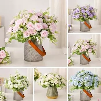 Искусственная ветка розы со стеблем 5 вилок 5 головок для дома, свадьбы, вечеринки, цветок из искусственного шелка, цветочная композиция, украшение для сада на открытом воздухе, реквизит для фотографий