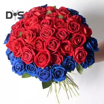 Искусственная ветка розы со стеблем для дома, свадьбы, вечеринки, искусственный цветок, цветочная композиция, украшение для сада на открытом воздухе, реквизит для фотосессии красный