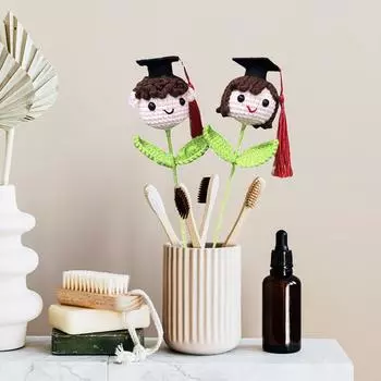 Искусственная вязаная крючком выпускная кукла, подарок для домашней вечеринки, украшения ручной работы, сделай сам, реквизит для фотосъемки