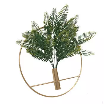 Искусственная зелень со стильным металлическим обручем для современного декора стен чёрный