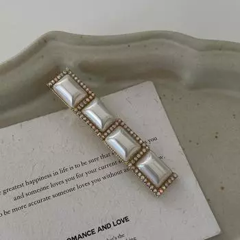 Искусственная жемчужная шпилька для волос, слегка инкрустированная цирконием, легкая, роскошная, высококачественная, женская, простая и элегантная челка, заколка для волос золотой