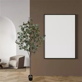 Искусственное дерево PE эвкалиптовое дерево высотой 6 футов, современное большое искусственное растение эвкалиптовое дерево декор в горшке для внутреннего и наружного использования, дома 120CM зелёный