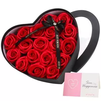 Искусственное мыло Цветы18 роз Любовь Подарочная коробка Свадьба День рождения День матери День святого Валентина День учителя Украшение дома HQ-119 Red-