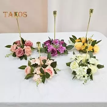 Искусственное растение, декоративный реквизит для фото, долговечный красивый свадебный подсвечник, имитация розовой гирлянды, свадебный декор розы красного