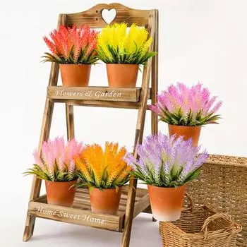 Искусственное растение, имитация простого в уходе пластикового реалистичного растения в горшке с пшеницей, декор для дома оранжевый