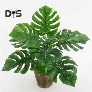 Искусственное растение, реалистичное украшение для дома, ткань, имитация листвы монстеры зелёный
