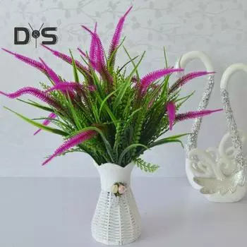 Искусственное растение, свежее садоводство, 7 головок, цветочная композиция, реалистичное искусственное водное растение, декор для вечеринки пурпурно красный