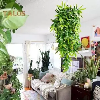 Искусственное украшение виноградной лозы, без полива, создает жизненную силу, многоразовое красивое подвесное искусственное растение, листья папоротника, украшение стены зелёный
