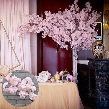 Искусственное вишневое дерево, розовая ветка сакуры, шелковые искусственные цветы «сделай сам», 120 см, цветочные настенные свадебные украшения, домашний уличный декор темно-розовый