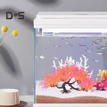 Искусственное водное растение, небольшой аквариум, дерево, реалистичное моделирование, пластик, гидропоника, долговечные украшения для водных растений для аквариума, клетка для рептилий зелёный