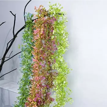 Искусственное зеленое растение, имитация, полная звездной лозы, подвесные растения для потолка, свадебная вечеринка, украшение из лозы Full star rattan розовый