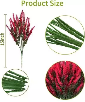 Искусственное зеленое растение Искусственный цветок Лаванда Имитация зеленого растения Украшение для дома Растение Уличный пасторальный стиль Пучок красный