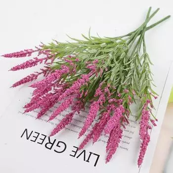 Искусственное зеленое растение Прованс Пена Лаванда Искусственный цветок Связка Пластиковые искусственные цветы Украшение для дома Pointy lavender розовый