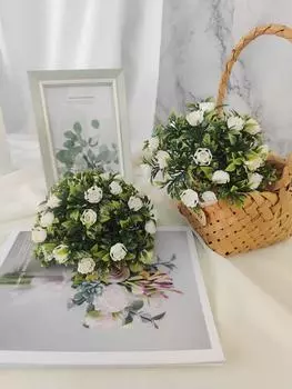 Искусственное зеленое растение, шар, трава, уличный декор, искусственные колышки для травы, газонная трава, ветряная музыка, настенный декор, чаша, искусственные подвесные украшения, корзины с цветами красный