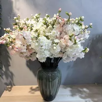 Искусственные белые розовые шелковые цветы сакуры ветка стебель цветущей вишни для свадебного украшения дома