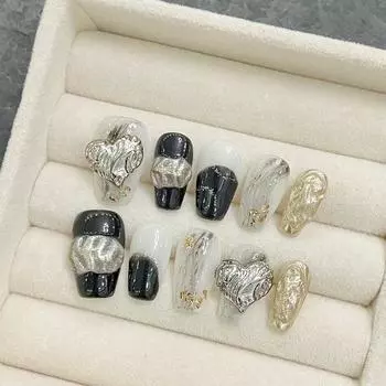 Искусственные чернила для ногтей ручной работы Super Flash Цирконий Кристалл Фототерапия Ногти Накладные ногти Многоразовые и съемные ногти XS