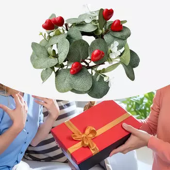 Искусственные цветочные кольца для свечей, эвкалиптовый венок, настольный держатель для праздничной двери кафе