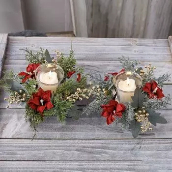 Искусственные цветочные свечи-кольца 25 см подсвечник венок свеча венок рождественский декор зелёный