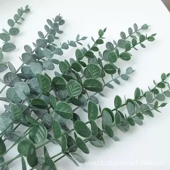 Искусственные цветочные украшения в скандинавском стиле из листьев эвкалипта - свежие зеленые растения, фотореквизит, декор Eucalyptus Leaf 1 Branch (Plain Color)