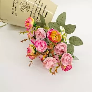 Искусственные цветы, 21 роза, розы, букеты, свадебные перила для дома, декоративные искусственные цветочные украшения One Size горячий розовый