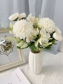 Искусственные цветы, 2 шт. поддельные розы, пион, шелк, искусственная хризантема, гортензия, декор букета роз, украшение домашнего стола, свадебный букет оранжевый