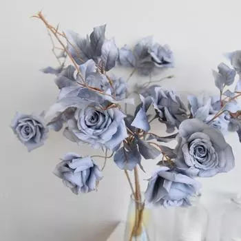 Искусственные цветы 4 шт. искусственные шелковые розы со стеблями, настоящие, объемные цветы для свадебных букетов, центральных композиций, приемов, вечеринок, домашнего декора синий
