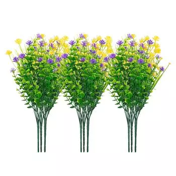 Искусственные цветы 9 пучков натуральные яркие цвета без запаха широко используемые пластиковые цветы для окна