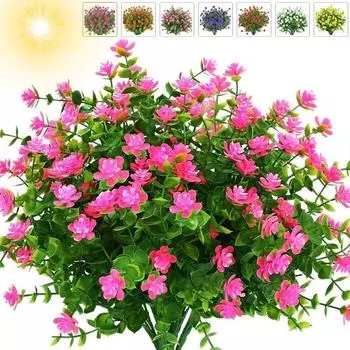 Искусственные цветы эвкалипта, уличные искусственные растения самшита, кустарники, цветы для украшения, не выцветающие искусственные пластиковые растения жёлтый