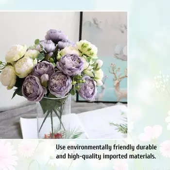 Искусственные цветы Букет пионов Шелковая роза Ваза для домашнего декора Сад Свадьба Декоративные искусственные растения Рождественская гирлянда Материал 1pc роза розовый
