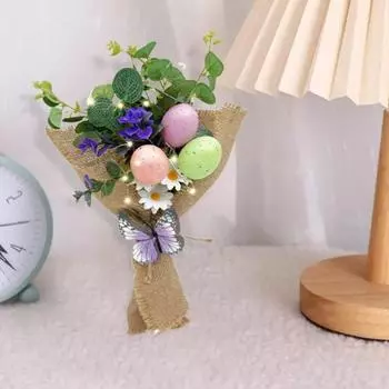 Искусственные цветы для пасхального яйца, ручные весенние стебли для вечеринок, пестрое пасхальное яйцо A